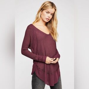 We The Free Medium Burgundy Long Sleeve Top